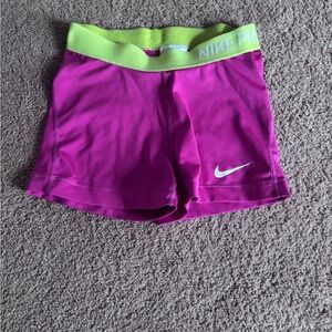 Nike Pro Vibrant Pink and Yellow Shorts